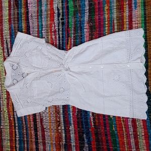 Veronica Beard White Eyelet Button-Down Mini Dress